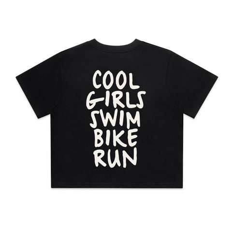 Cool Girls Swim Bike Run T-Shirt | Oversize, Classic & Cropped